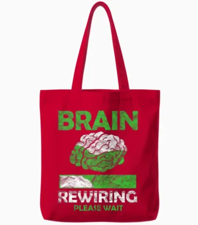 Brain Injury Awareness Brain Rewiring Please Wait Tote Bags - Red
