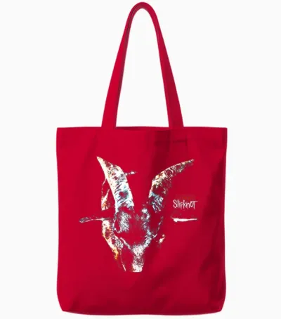 Offizielles Slipknot Iowa T-Shirt - Schwarz, Kurzarm, Unisex, Klein, Klassische Passform, Musik, Slipknot Fans Tote Bags - Red