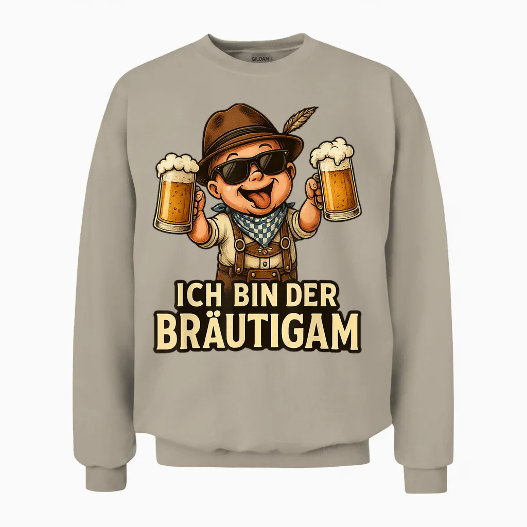 Poltern Groom T-Shirt Jga Men's Stag Night T-Shirt, Black, S Unisex Sweatshirt in Sand