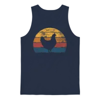 Chicken Farmer Retro Bird Lovers Unisex Tank Top - Navy – 1