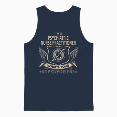 Psychiatric Nurse Practitioner T Shirt - Superpowe Unisex Tank Top - Navy