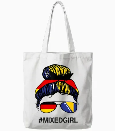 Bosnische Deutschland-Flagge Bosnien Herzegowina Deutsch Messy Bun Tote Bags - White