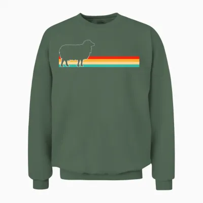 Sheep Retro Unisex Sweatshirt - Military Green