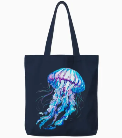 Quallen Kostüm Damen Watercolor Unterwasser Meerestiere Meer Tote Bags - Navy