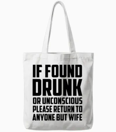 Drunk Husband Wife Funny Tote Bags - White
