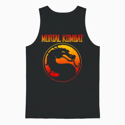 Mortal Kombat Klassic Dragon Gradient Logo Video Game Unisex Tank Top - Black