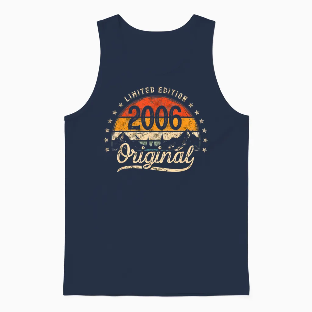 Limited Edition Original 2006 Vintage 20. Geburtstag Mann Unisex Tank Top in Navy