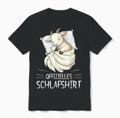 Offizielles Schlafshirt Ziege Pyjama Schlafanzug Unisex T-Shirt - Black