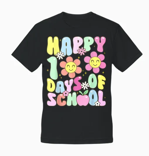 100th Day of School Kids Boys Girls Groovy 100 Days Unisex T-Shirt - Black
