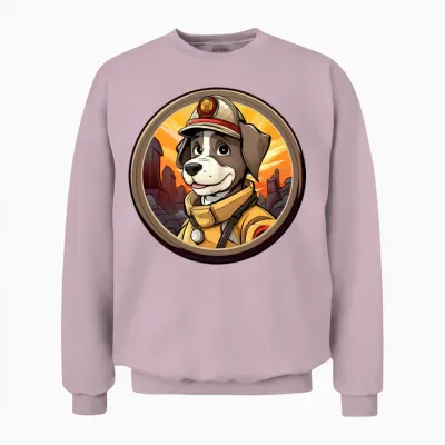 Dogs Firefighter / Fireman Dog Unisex Sweatshirt - Light Pink