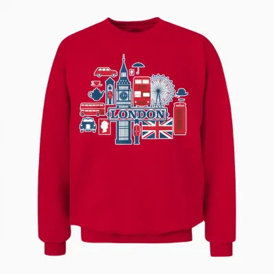 I Love London, Les Amoureux De L'angleterre Unisex Sweatshirt - Red
