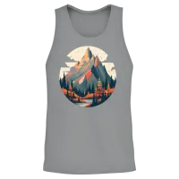 Retro Sunset Mountain — Summer & Beach Unisex Tank Top - Sport Grey – 2