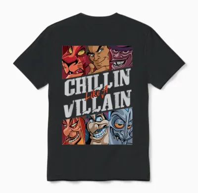 Disney Villains Chillin' Like a Villain Group Portrait T-Shirt Small Unisex T-Shirt - Black