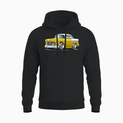 1955 Chevy Belair Yellow Car Unisex Hoodie - Black