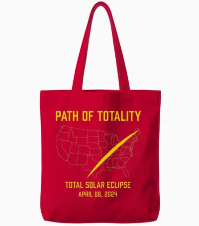 Total Solar Eclipse 2024 Usa Map Path of Totality Tote Bags - Red