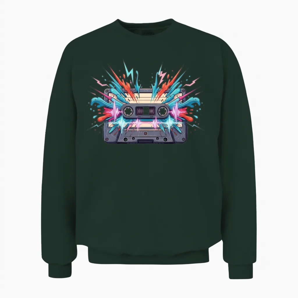Retro Cassette Burst Unisex Sweatshirt - Forest