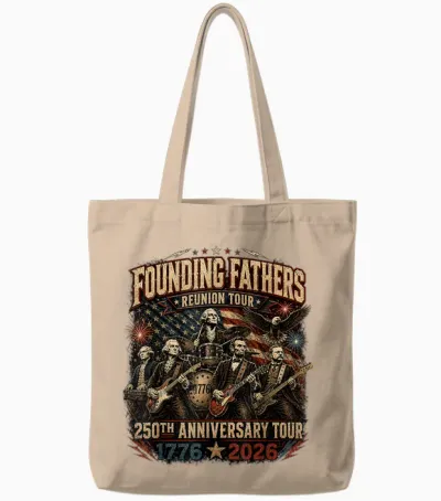 Funny Founding Fathers Reunion Tour Rockstar Graphic Tote Bags - Natural
