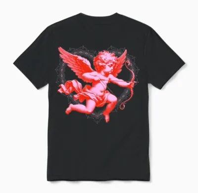 Pink Cupid by 88street Unisex T-Shirt - Black