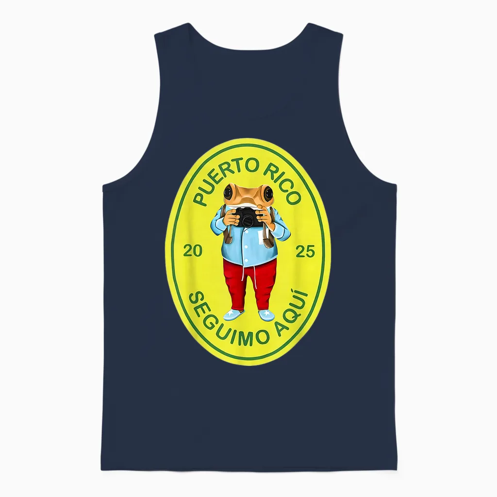 Graphic Funny Frog Retro Deb Tirar Unisex Adults Puerto Rico Frog Concho Retro 2025 T-Shirt Black Small Unisex Tank Top in Navy