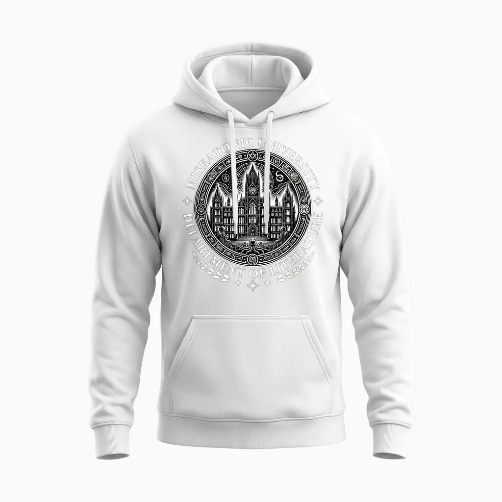 Miskatonic University Lovecraftscher Cthulhus Ruf Literature Unisex Hoodie in White