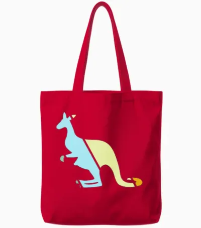 Kangaroo Retro Tote Bags - Red
