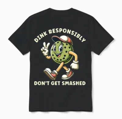 Pickleball Dink Responsibly Funny Pickleball Unisex T-Shirt - Black