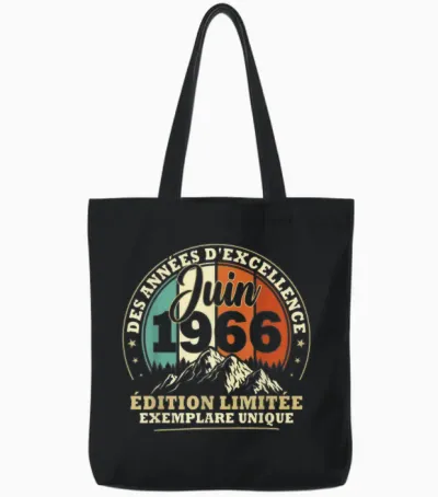 Vintage Juin 1966 Cadeau Anniversaire 60 Ans Hommes Femmes Tote Bags - Black