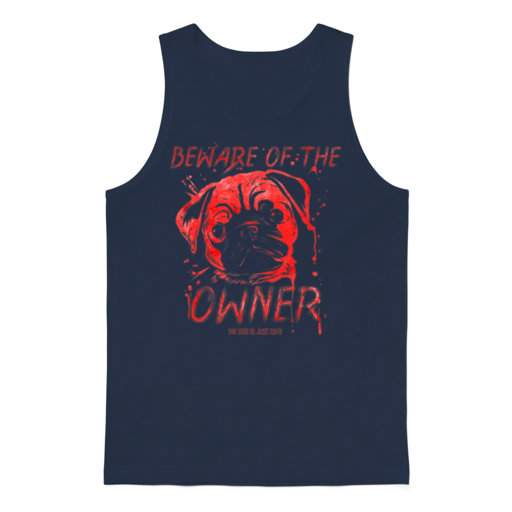 The Dog Is Just Cute - Beware of the Dog Owner Unisex Tank Top - Navy