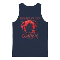 The Dog Is Just Cute - Beware of the Dog Owner Unisex Tank Top - Navy – 1