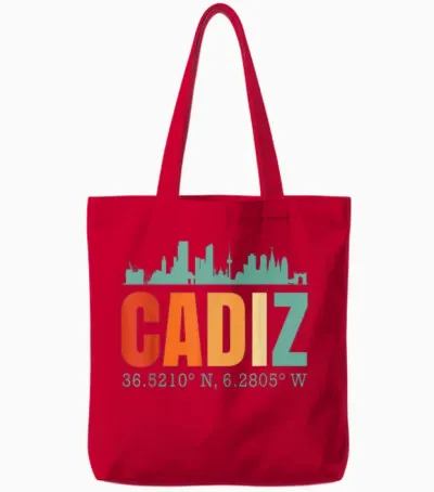 Skyline Von Cadiz Tote Bags - Red