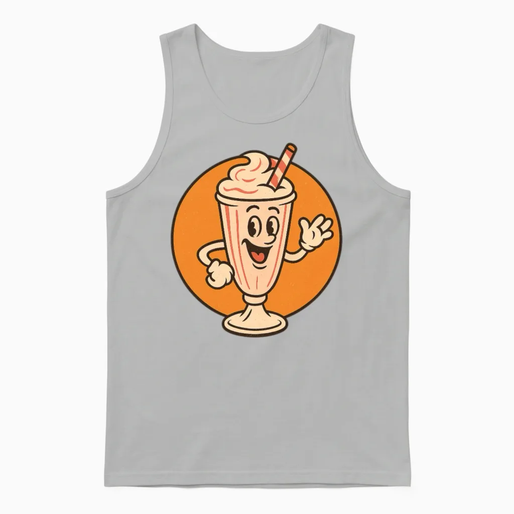 Retro Milkshake Mascot Unisex Tank Top - Ash