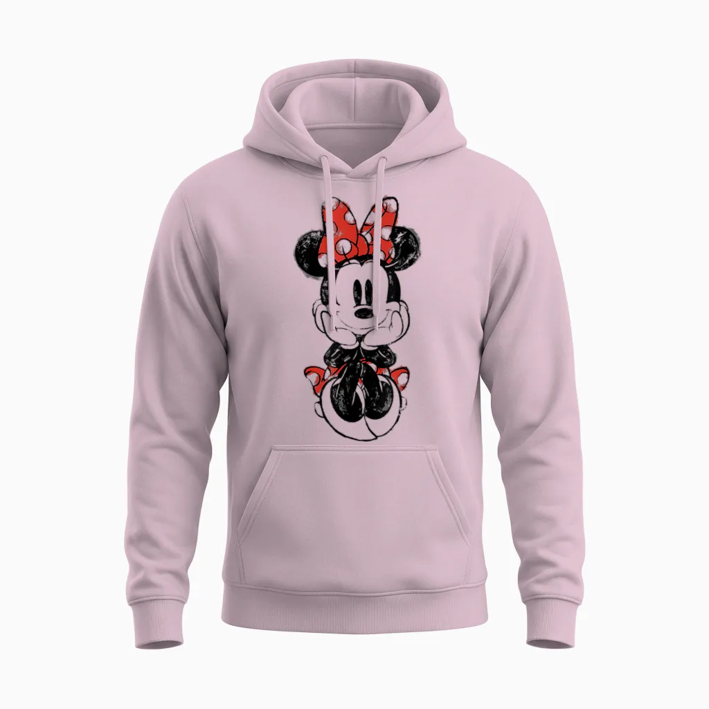Disney Mickey and Friends Minnie Mouse Doodle T-Shirt Small Unisex Hoodie in Light Pink