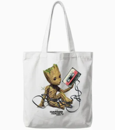 Marvel Guardians of the Galaxy Vol. 2 Groot Tape Portrait Tote Bags - White