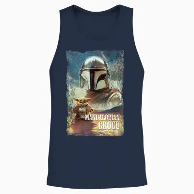 Star Wars the Mandalorian and Grogu Movie Classic Poster Art Unisex Tank Top - Navy