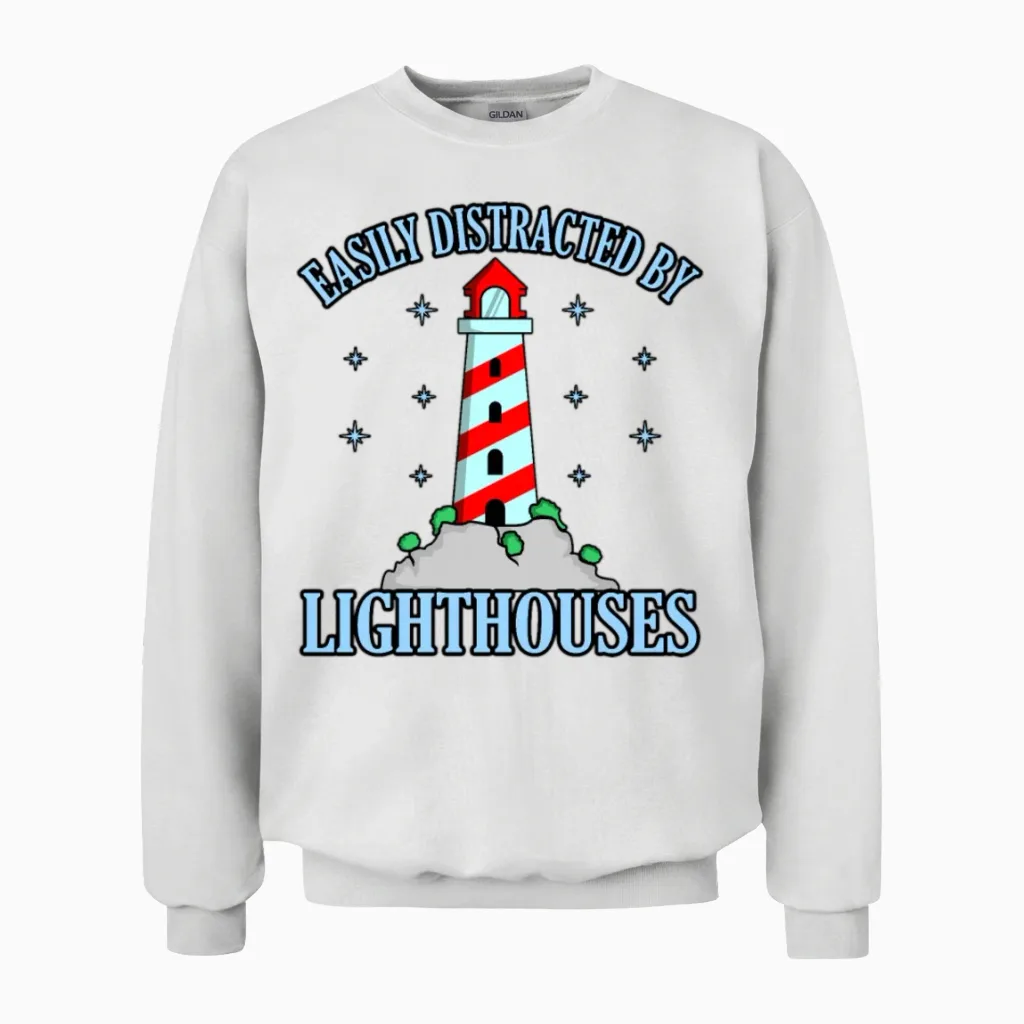Funny Lighthouse Gift Unisex Sweatshirt in White