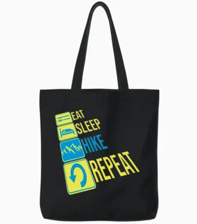 Daily Repeat Hiking Mountains Tote Bags - Black