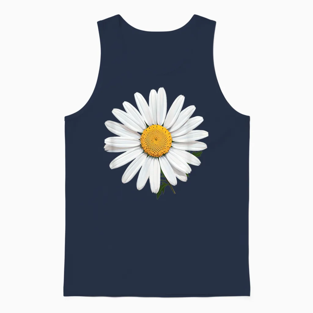 Schöne Weiße Gänseblümchen Unisex Tank Top in Navy