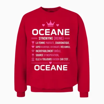 Citation Drole Oceane Humour Définition Prénom Oceane Unisex Sweatshirt - Red