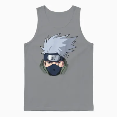 Naruto Shippuden Kakashi Oversized Portrait Anime Unisex Tank Top - Sport Grey