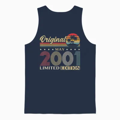 25 Ans Anniversaire Homme Cadeau Mai 2001 Vintage Unisex Tank Top - Navy