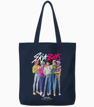 Kpop Demon Hunters Saja Boys Band Officially Licensed Tote Bags - Navy