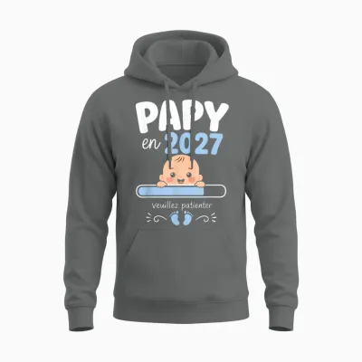 Futur Papy En 2026 Cadeau Annonce Grossesse Grand-Père Unisex Hoodie - Graphite Heather