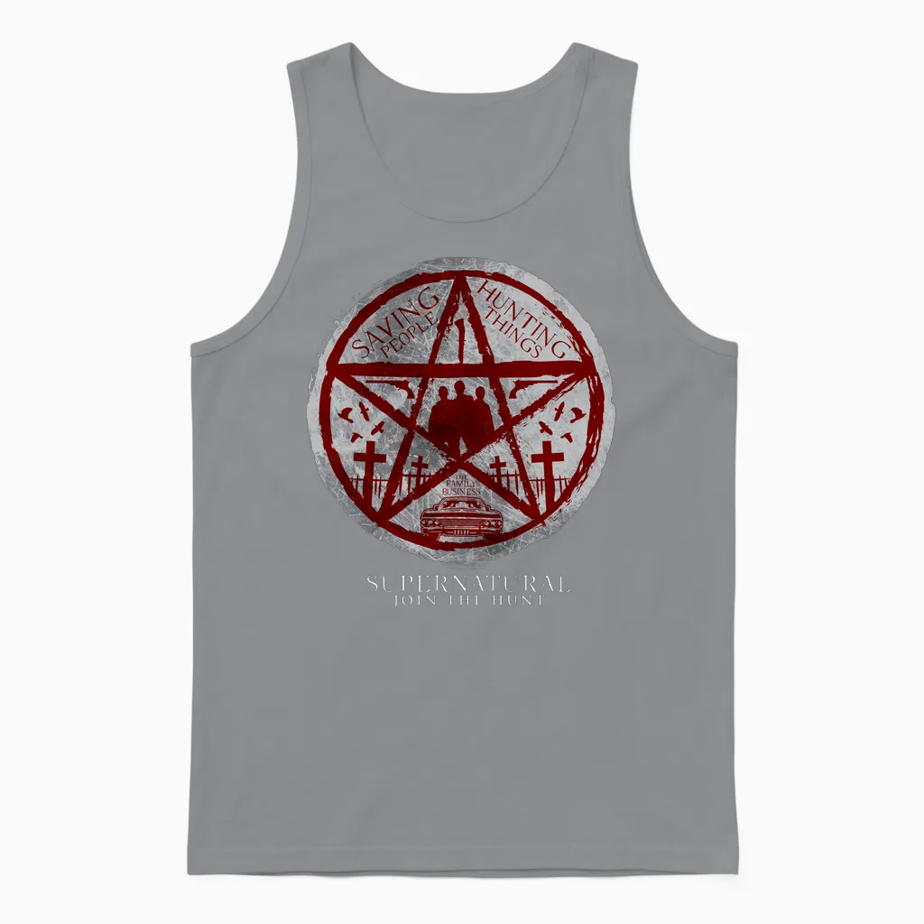 Supernatural Saving People Hunting Things Langarmshirt Unisex Tank Top in Sport Grey