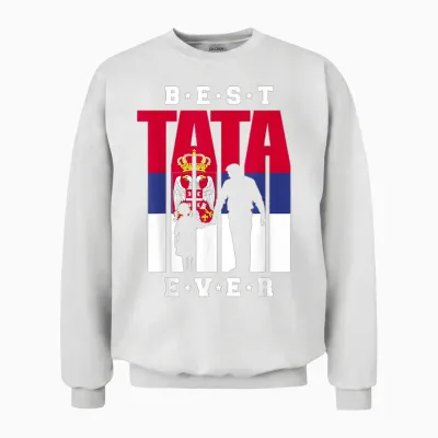 Tata Serbien Flagge Papa Serbischer Vater Mit Tochter Unisex Sweatshirt - White