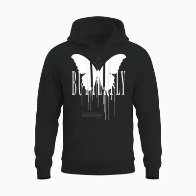Effect Butterfly Insect Moth Butterfly Chaos Butterfly T-Shirt, Black Unisex Hoodie - Black