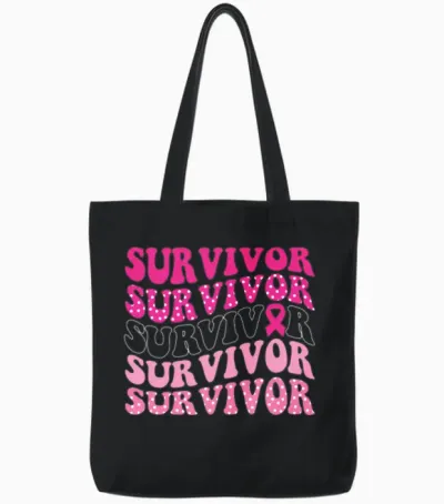 Breast Cancer Survivor Tote Bags - Black