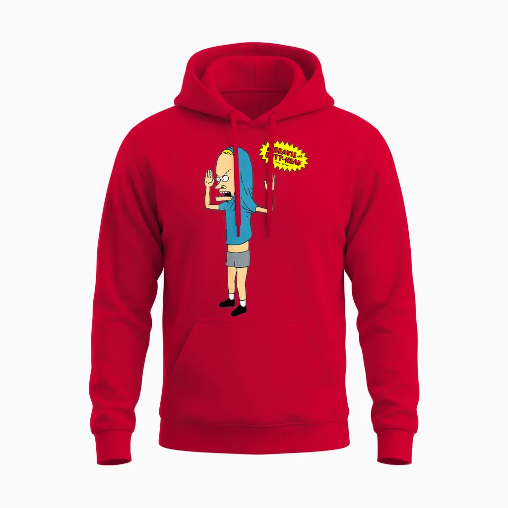 Beavis and Butt-Head the Great Cornholio T-Shirt, Gray, S Unisex Hoodie in Red