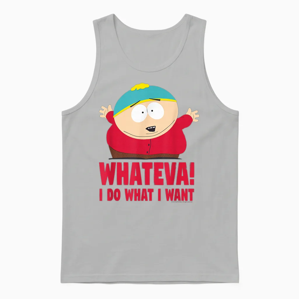 South Park Cartman Classic Fit T-Shirt - Black Crew Neck, Short Sleeve, Casual Unisex Tank Top in Ash