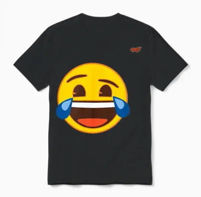 Emoticon Laughing Laughing Yellow Smile Face Cat Icon T-Shirt, Black, S Unisex T-Shirt - Black