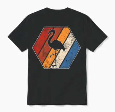 Flamingo Retro Unisex T-Shirt - Black
